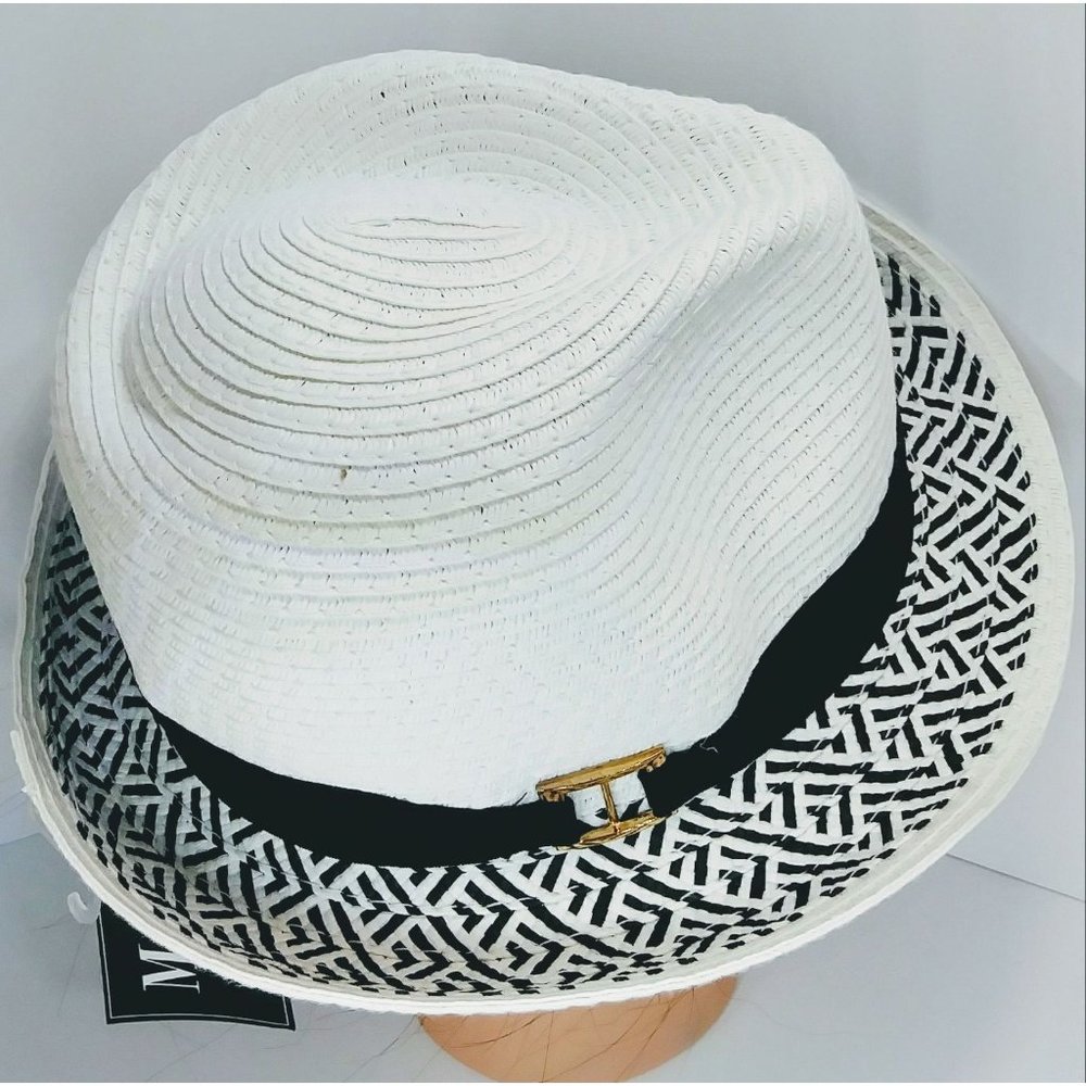 White with Black. Straw Magid Hat